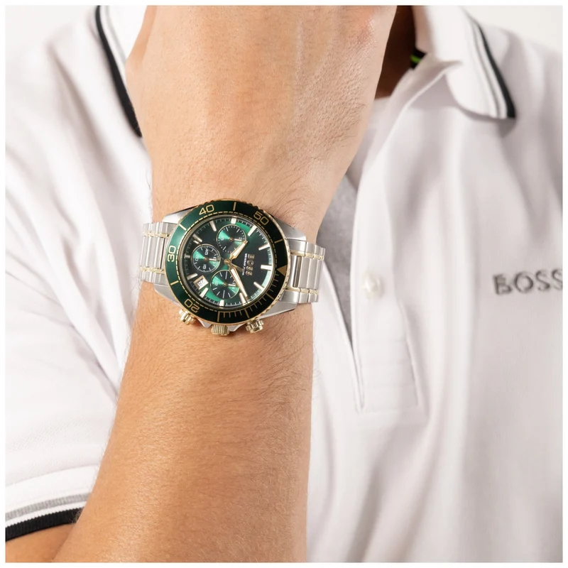 BOSS Sealiner 1514325 Herren Armbanduhr Grün • Chronograph • Edelstahlgehäuse