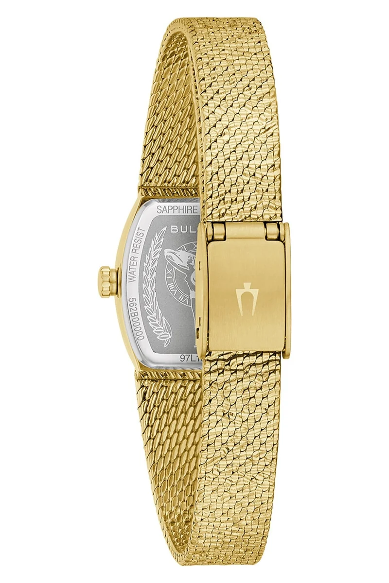 Bulova Goddess of Time 97L184 Damenuhr Goldfarben/Grün • Saphirglas • Quarzwerk