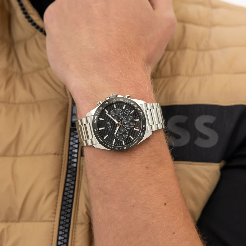 BOSS Strike Chrono 1514290 Herren Armbanduhr Silber • Saphirglas • Chronograph