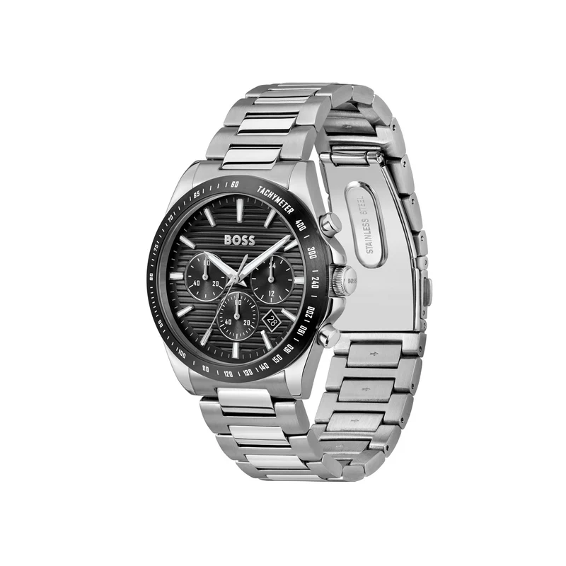 BOSS Strike Chrono 1514290 Herren Armbanduhr Silber • Saphirglas • Chronograph