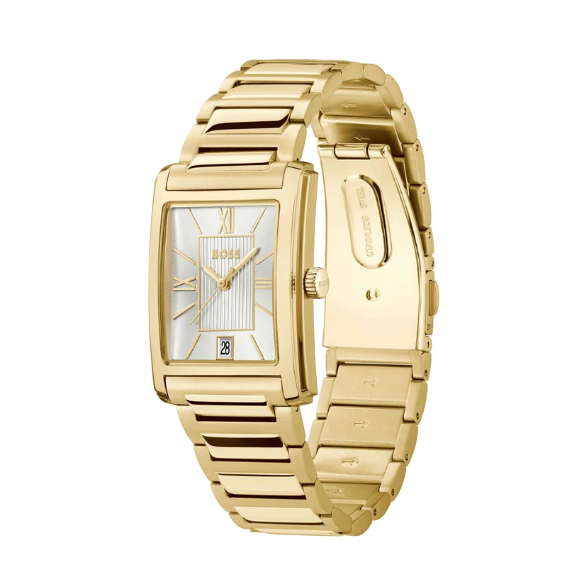 BOSS Principle Dress 1514280 Damen • Saphirglas • Goldfarbenes Edelstahlarmband