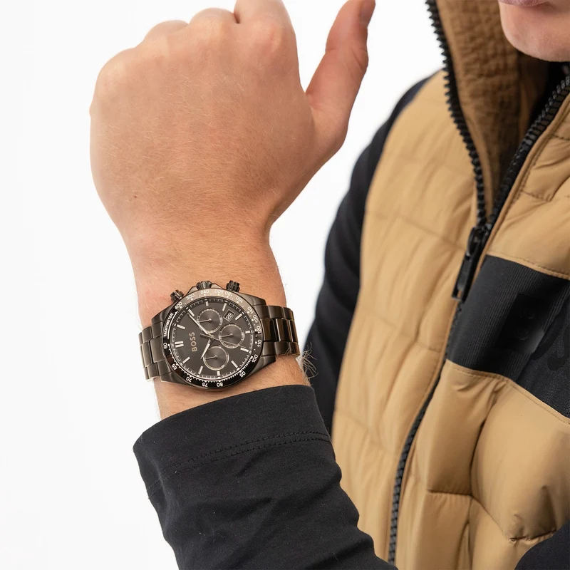 BOSS Hero 2.0 1514271 Herren Armbanduhr • Chronograph-Stil • Schwarzes Edelstahlarmband