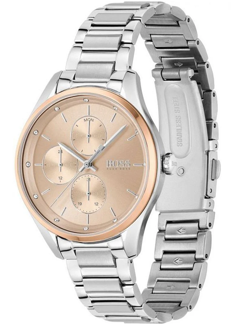 BOSS Grand Course 1502604 Damen Armbanduhr Champagner • Mineralglas • Multi-Zifferblatt
