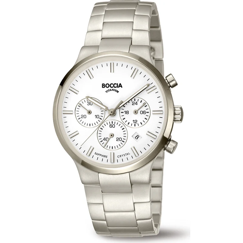Boccia Classic 3746-01 Herren Armbanduhr Grau • Titan-Chronograph • Saphirglas