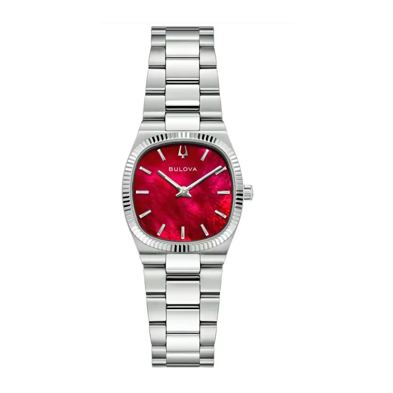 Bulova Super Seville 96L354 Damen Armbanduhr Rot • Saphirglas • Leuchtzifferblatt
