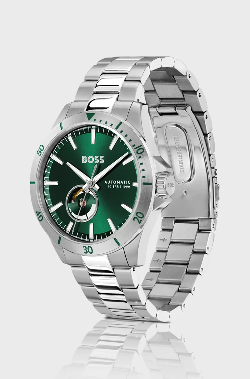 BOSS Troper Automatic 1514200 Herren Armbanduhr Silber • Japanisches Automatikwerk • Wasserdicht bis 100 m
