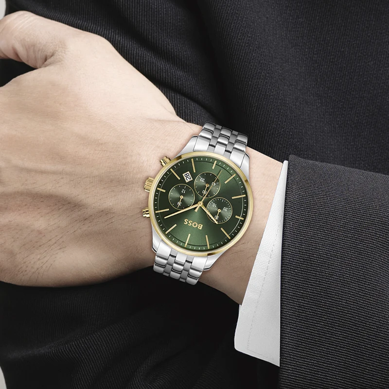 BOSS Avery 1514159 Herren Armbanduhr Grün • Chronograph • Mineralglas