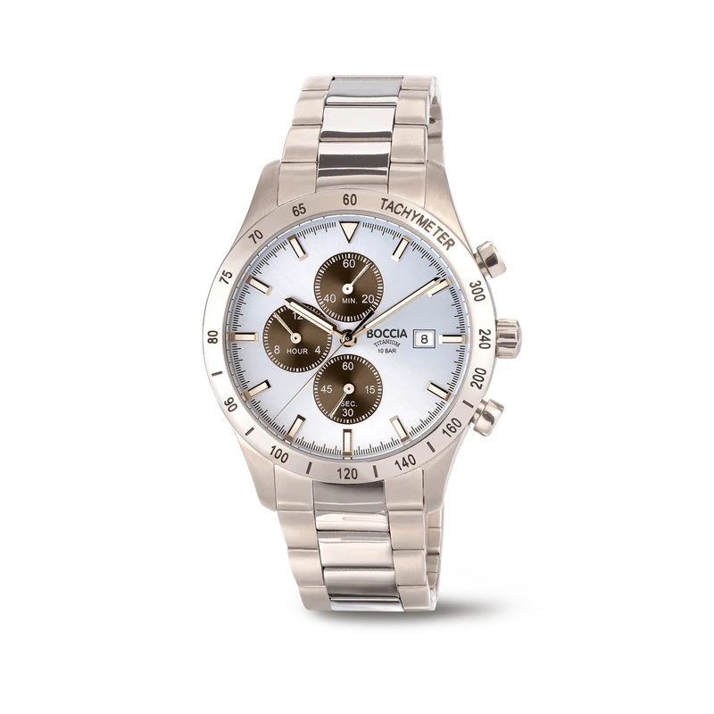 Boccia Titanium 3739-01 Herren Armbanduhr • Chronograph mit Tachymeter • Reintitan