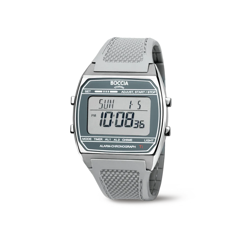 Boccia 3738-03 Herrenuhr Titanium Digital Chronograph • Titankonstruktion • Alarm & Chronograph