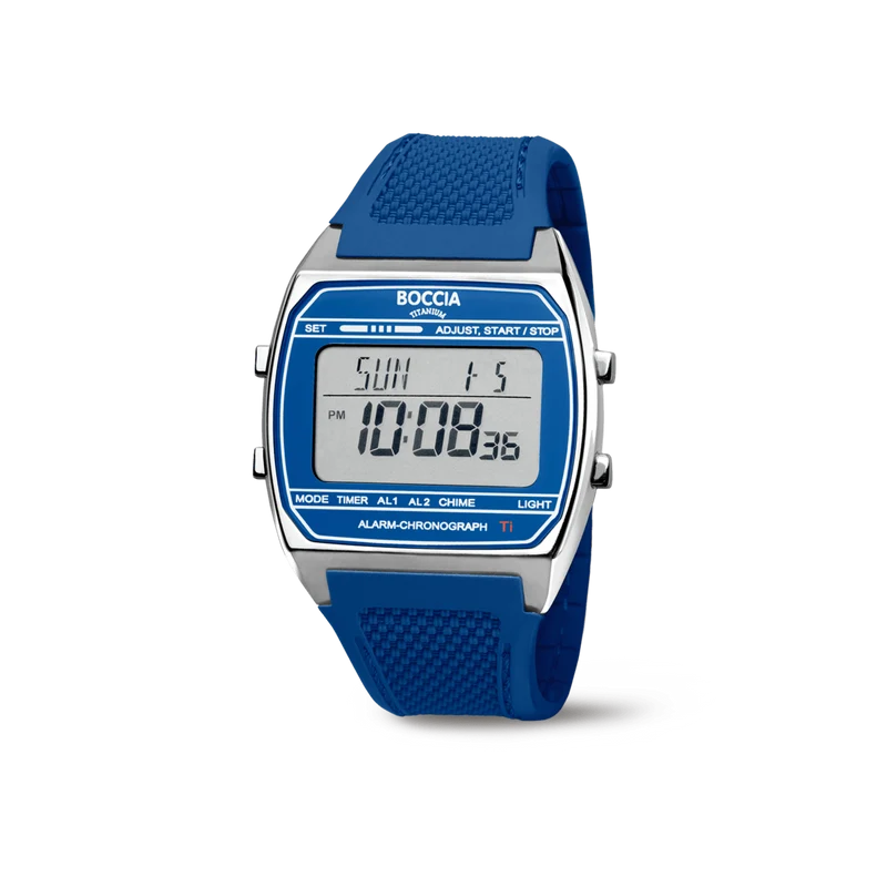 Boccia 3738-03 Herrenuhr Titanium Digital Chronograph • Titankonstruktion • Alarm & Chronograph