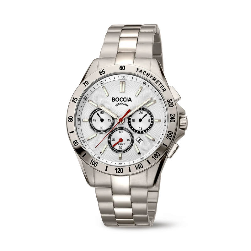 Boccia 3733-03 Herrenuhr Chronograph Titan/Schwarz • Reintitan-Gehäuse • Tachymeter-Lünette