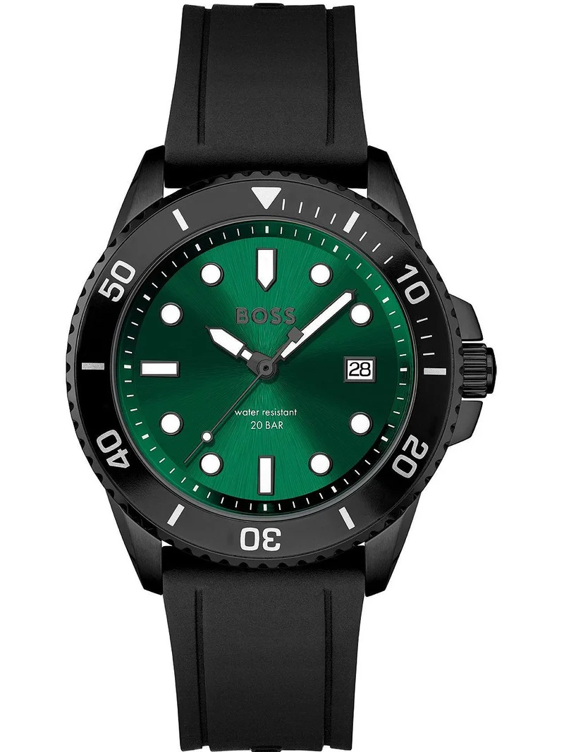 BOSS Ace 1513915 Herren Armbanduhr Grün • Taucheruhren-Wasserdichtigkeit • Mineralglas