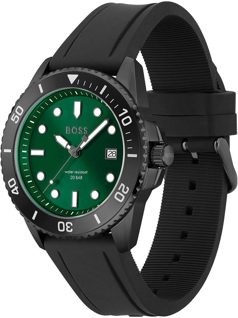 BOSS Ace 1513915 Herren Armbanduhr Grün • Taucheruhren-Wasserdichtigkeit • Mineralglas