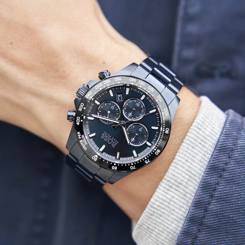 BOSS Hero Sport 1513758 Herren • Chronograph • Blaues Edelstahlarmband