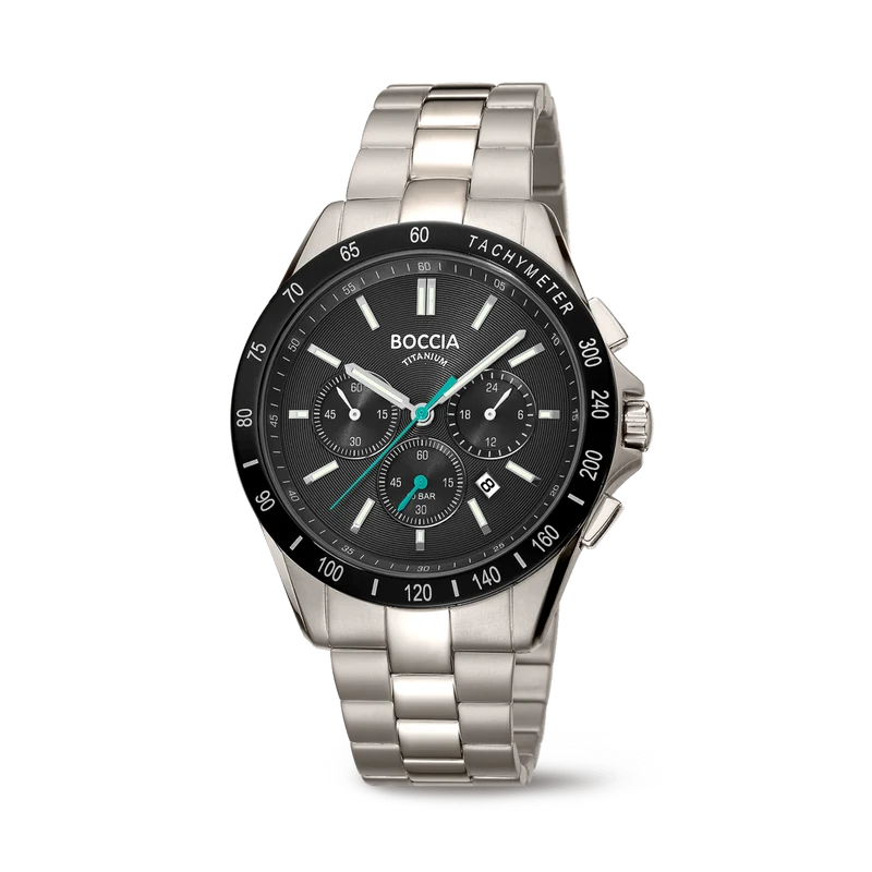Boccia 3733-02 Herren Armbanduhr • Reintitan Chronograph • Tachymeter-Lünette