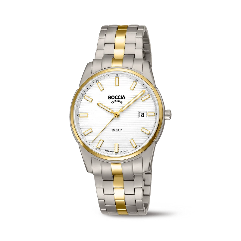 Boccia 3686-02 Herren Armbanduhr • Saphirglas • Bicolor Titan