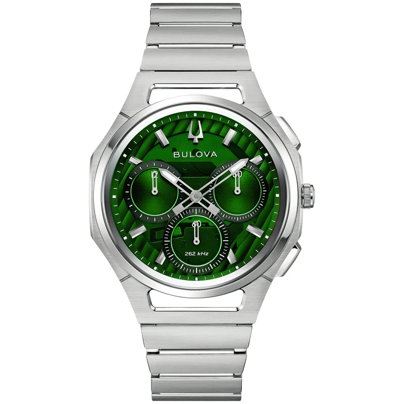 Bulova Curv 96A338 Herren Armbanduhr Grün • Saphirglas gebogen • Hochpräzisions-Quarzwerk