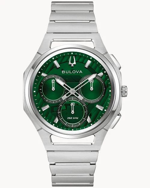 Bulova Curv 96A338 Herren Armbanduhr Grün • Saphirglas gebogen • Hochpräzisions-Quarzwerk