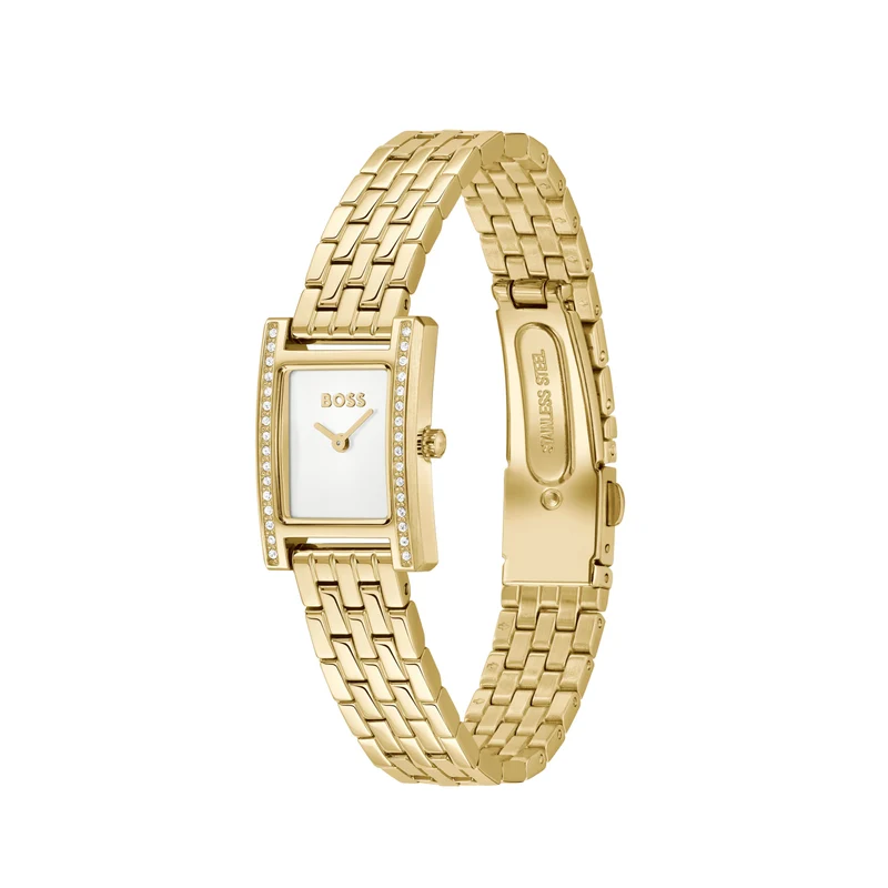 BOSS Lucy Precious 1502815 Damen Armbanduhr Gold • Saphirglas • Steinbesatz
