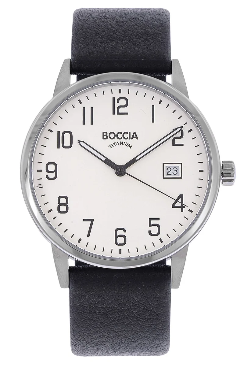 Boccia 3654-03 Herren Armbanduhr Schwarz • Leichtes Titangehäuse • Japanisches Quarzwerk