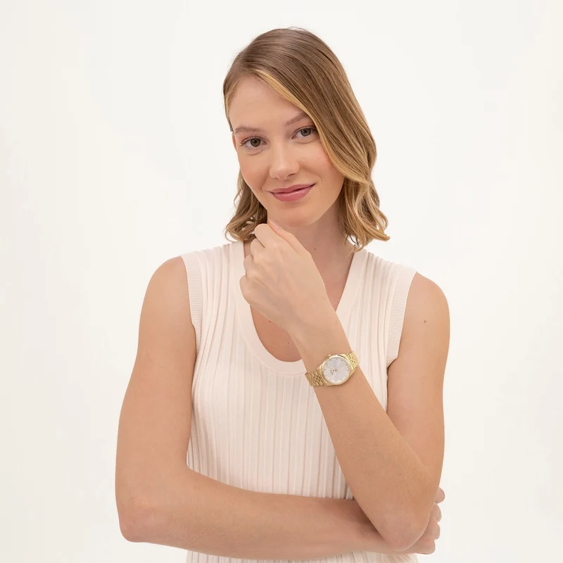BOSS Graceful Precious 1502810 Damen Armbanduhr Goldfarben • Silberfarbenes Zifferblatt • Elegantes Design