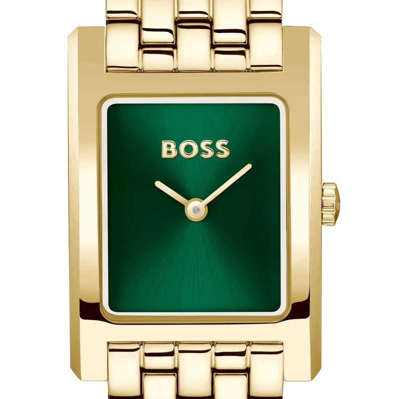 BOSS Lucy 1502785 Damen Armbanduhr Grün • Quarzwerk Seiko VJ20 • Goldfarben