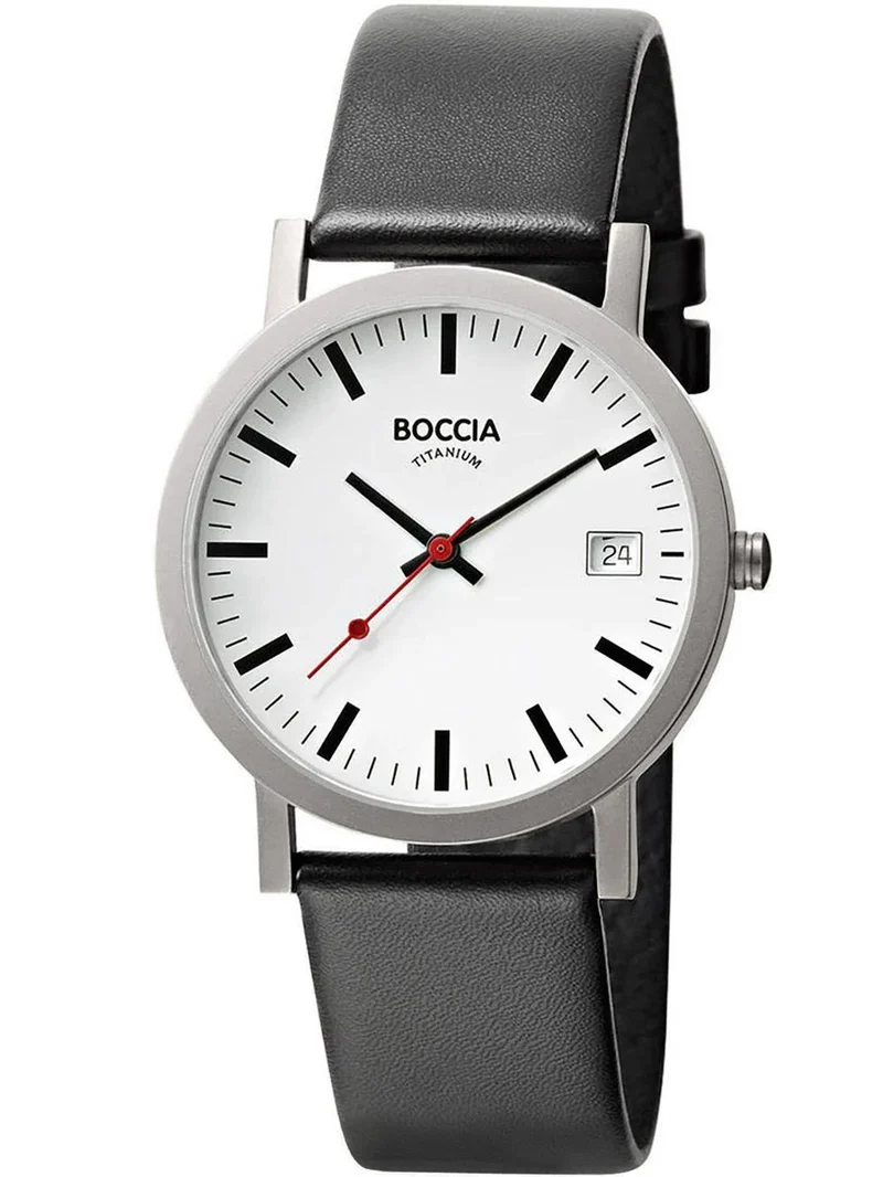 Boccia 3622-01 Herrenuhr Titan • Reintitan-Gehäuse • Datum & Lederband