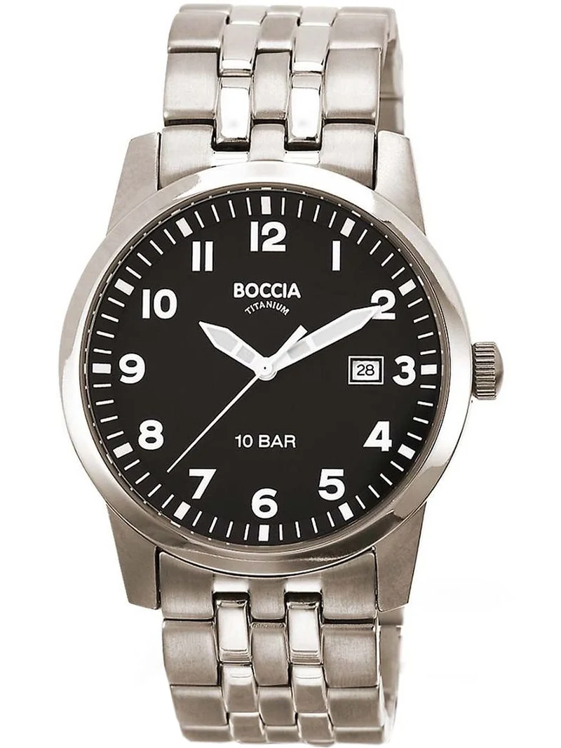 Boccia Titanium 3631-02 Herrenuhr Silber • Mineralglas • 100 m wasserdicht