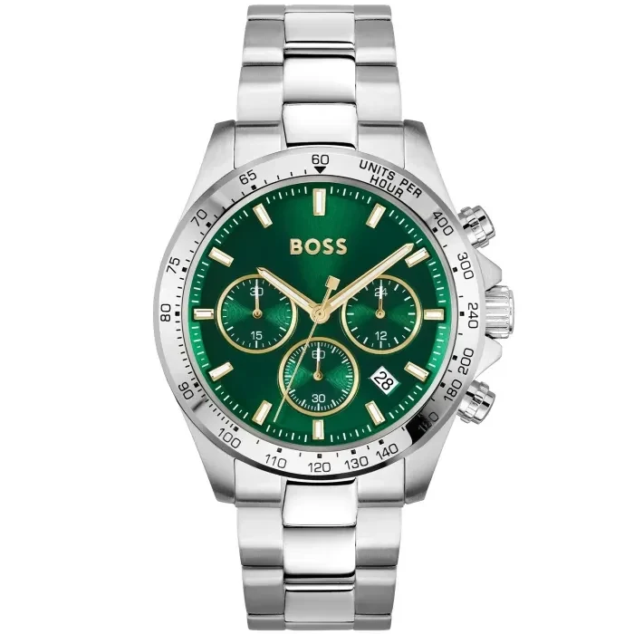 BOSS Hero 1514217 Herren Armbanduhr Grün • Chronograph • Mineralglas