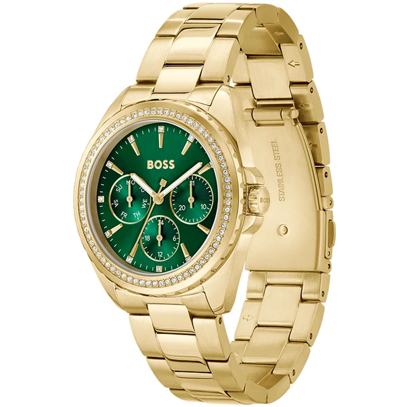 BOSS Atea 1502714 Damen Armbanduhr Grün • Mineralglas • Quarzwerk mit Subdials