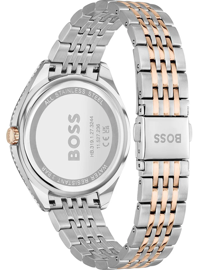 BOSS Saya 1502641 Damen Armbanduhr Silber • Mehrfach-Zifferblatt • Mineralglas