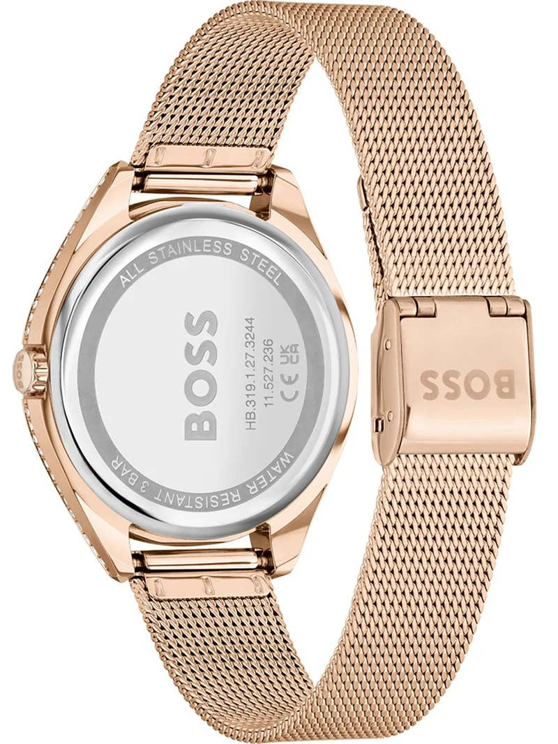 BOSS Saya 1502639 Damen Armbanduhr Roségold • Milanaise-Armband • Mineralglas