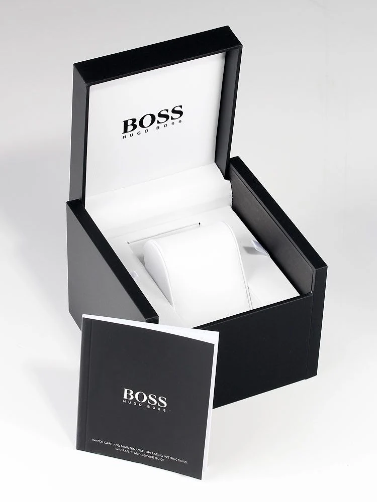 BOSS Felina 1502624 Damen Armbanduhr Schwarz • Schwarzes Lederarmband • Datumsanzeige