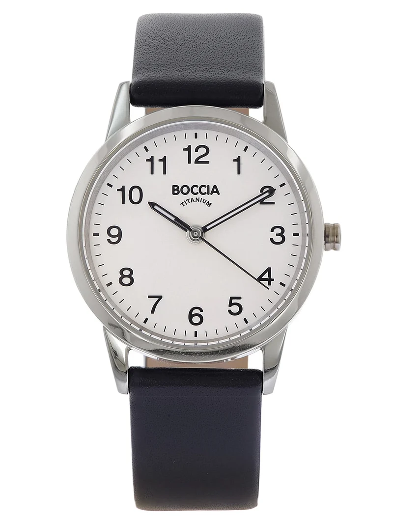 Boccia 3379-01 Damen Armbanduhr • Titan-Quarzwerk • Schwarzes Lederband