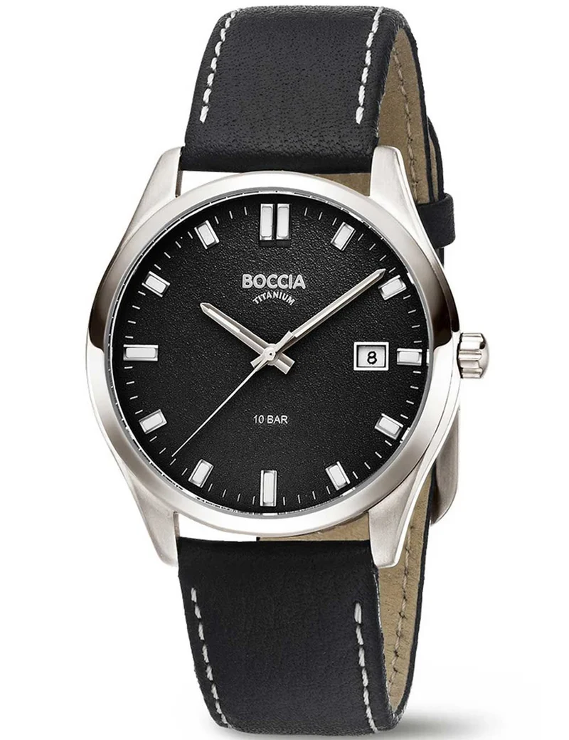Boccia Titanium 3669-02 Herrenuhr Dunkelgrau • Mineralglas • Titan-Gehäuse