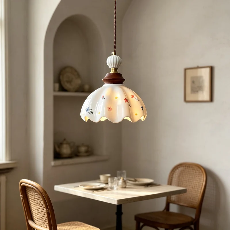 Florale Glas Pendelleuchte