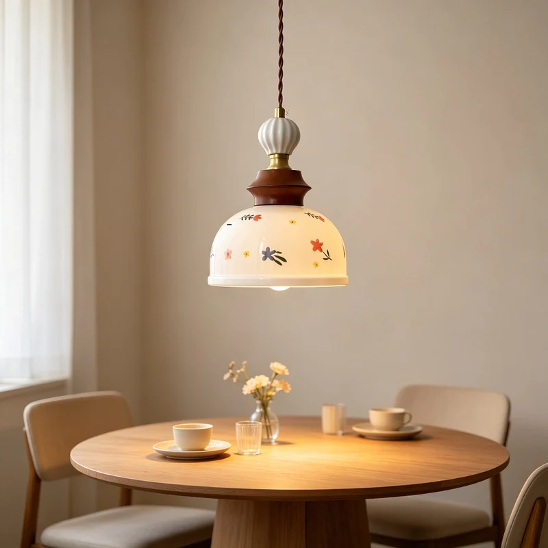 Florale Glas Pendelleuchte