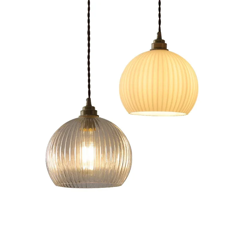 Elegante gerippte Glas Pendelleuchte