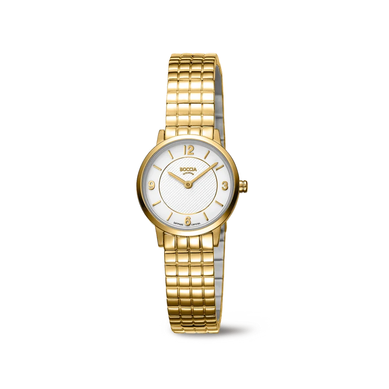 Boccia 3371-04 Damen Armbanduhr • Reintitan teil-goldplattiert • Saphirglas