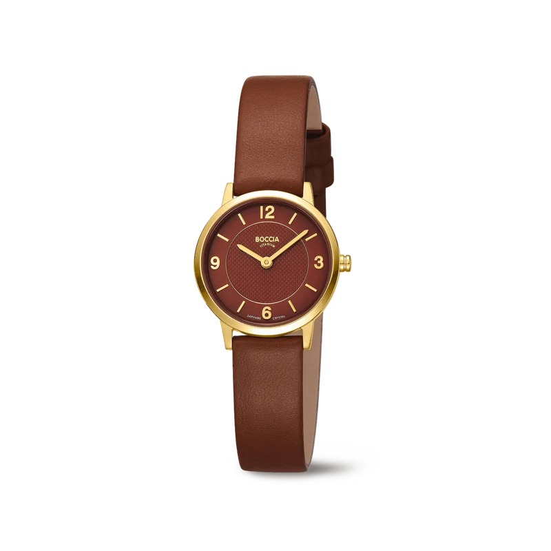 Boccia Titanium 3371-02 Damen Armbanduhr • Titan mit Goldplattierung • Saphirglas