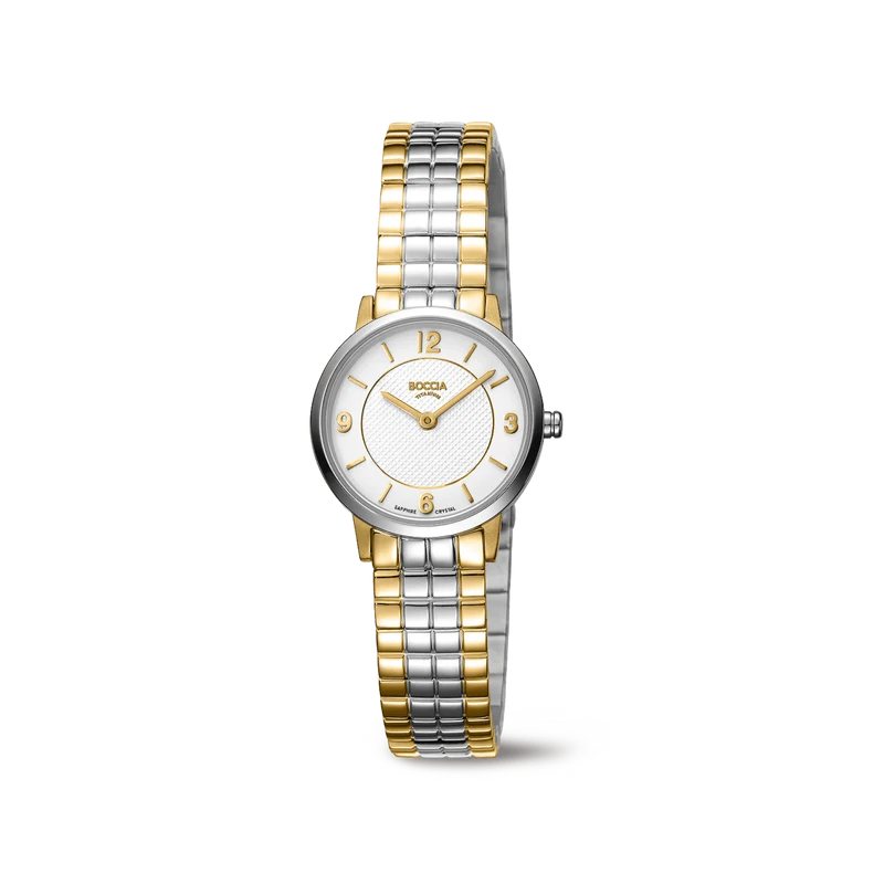Boccia Titanium 3371-02 Damen Armbanduhr • Titan mit Goldplattierung • Saphirglas