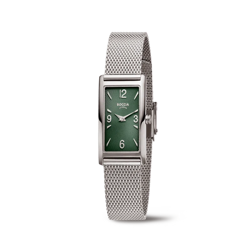 Boccia 3366-03 Damen Armbanduhr • Reintitan Goldplattiert • Milanaise-Edelstahlband