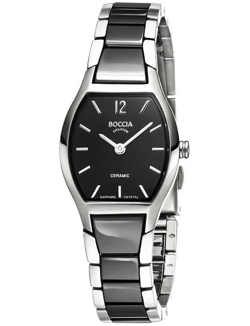 Boccia Titanium 3361-02 Damen Armbanduhr Schwarz • Titan-Keramik-Armband • Saphirglas