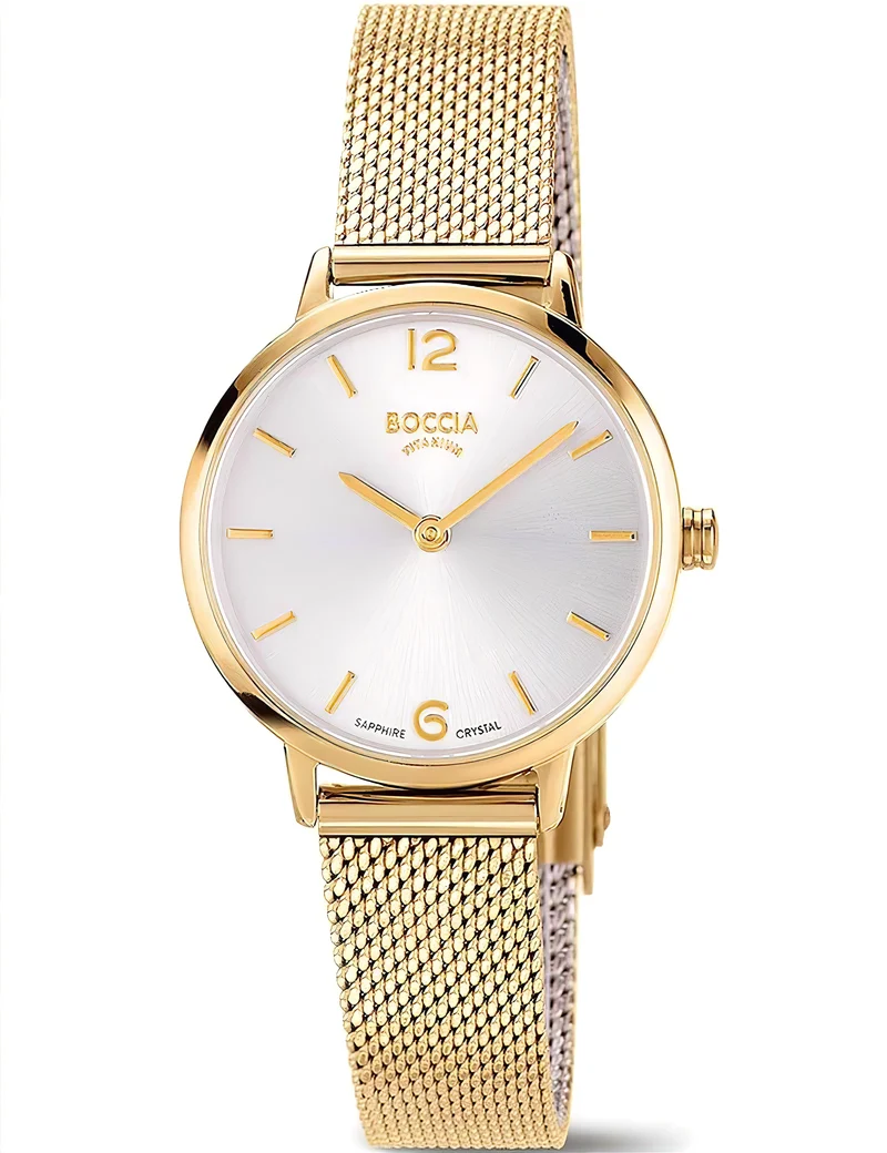 Boccia Titanium 3345-03 Damen Armbanduhr • Saphirglas • Titan in Goldfarben