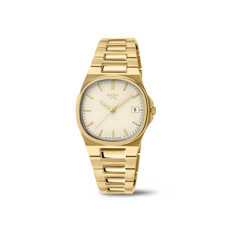 Boccia 3348-04 Damen Armbanduhr Titanium • Saphirglas • Goldplattiert