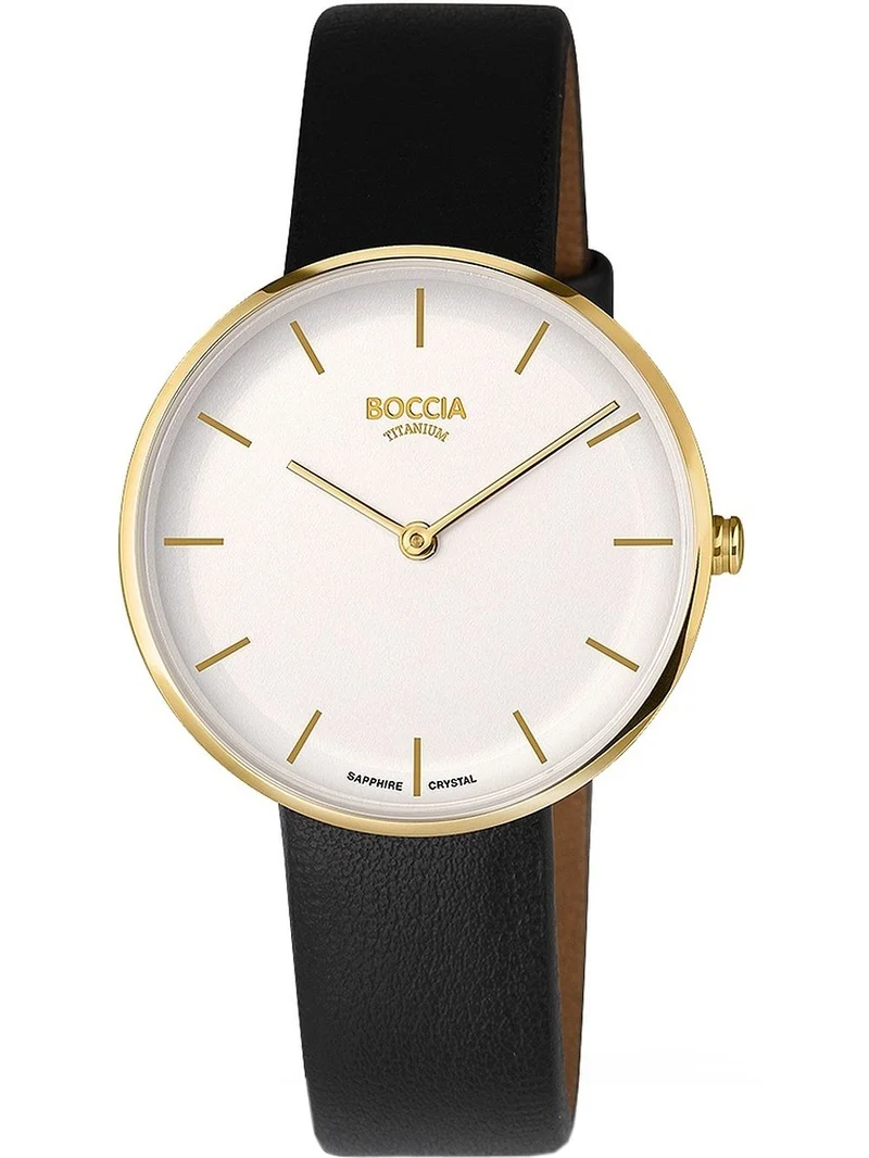Boccia Titanium 3327-04 Damen Armbanduhr Weiß • Saphirglas • Veganes Lederband