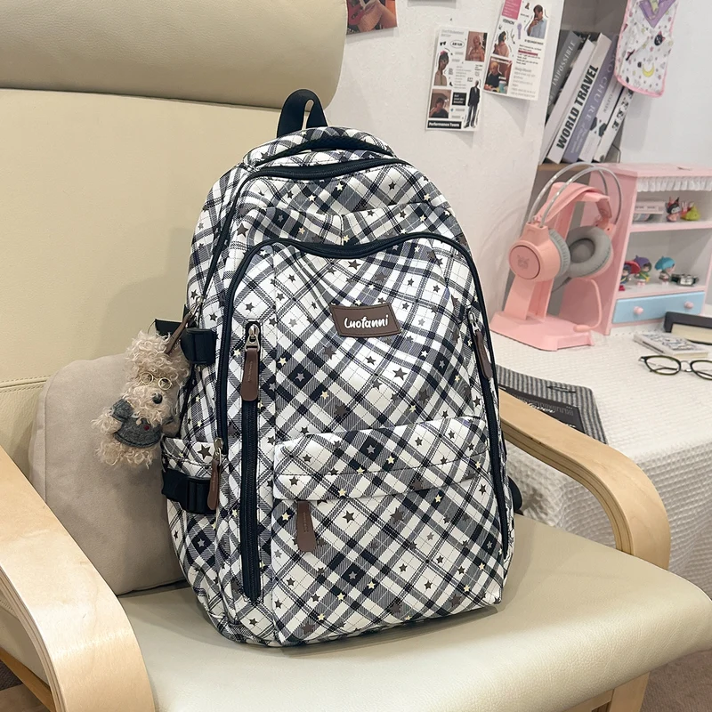 Stilvolles Karomuster Design Schulrucksack Karnz