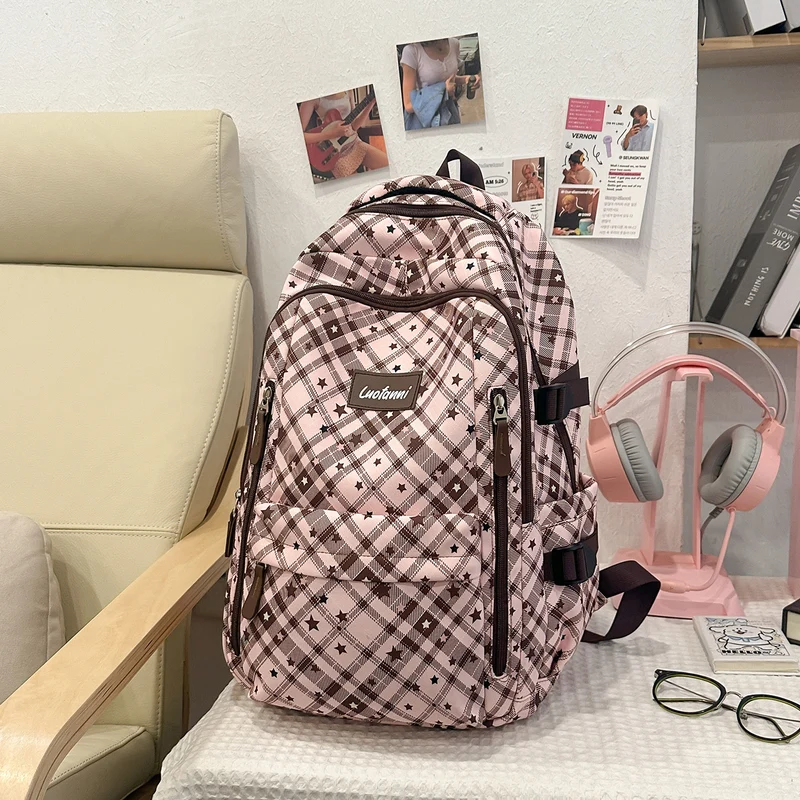 Stilvolles Karomuster Design Schulrucksack Karnz