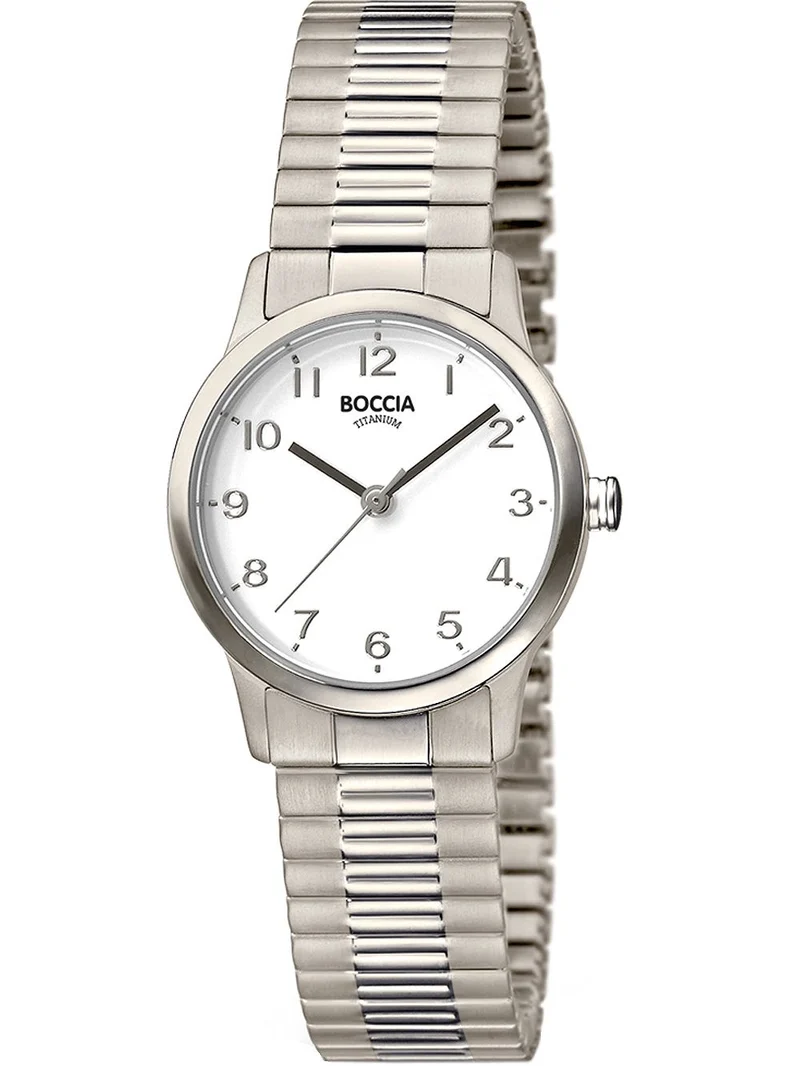 Boccia Titanium 3318-01 Damen Armbanduhr Silber • Titan-Zugband • Mineralglas