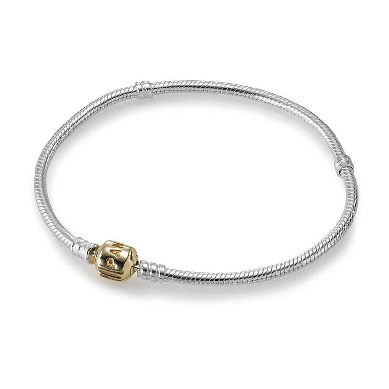 PANDORA Armband Damen Moments Schlangenkette Kugelverschluss Silber Gold 590702HG-17